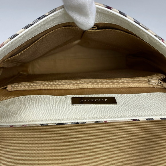 Burberry Check Pattern Canvas Crossbody Shoulder Bag White Beige - Picture 6 of 6